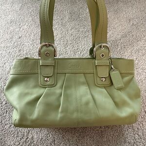 Coach Light Green Leather Shoulder Bag